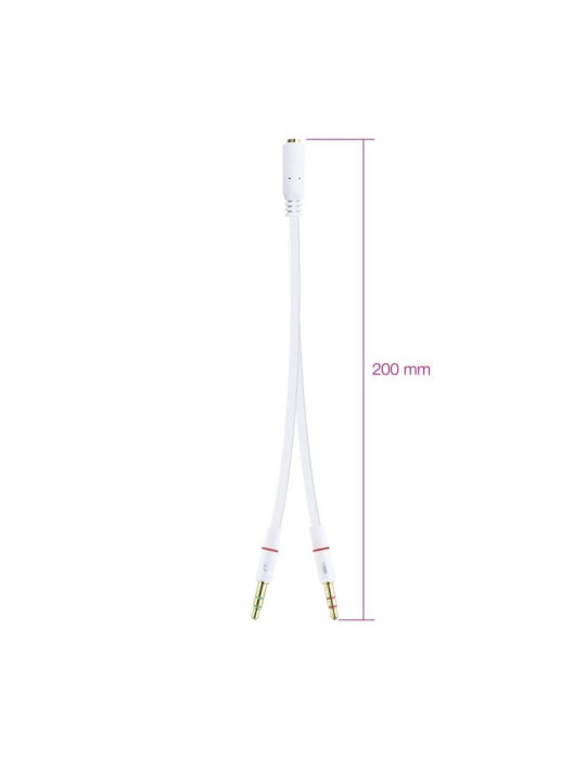 Cable Estéreo Nanocable 10.24.1203/ Jack 3.5 Hembra - 2x Jack 3.5 Macho/ 20cm/ Blanco
