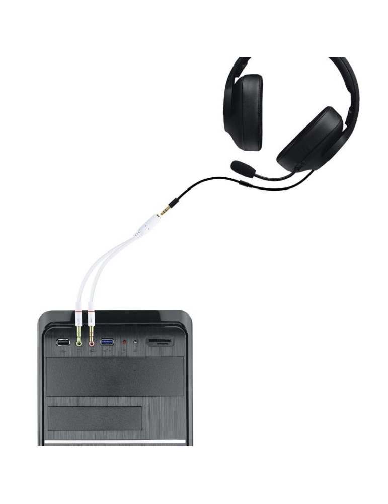 Cable Estéreo Nanocable 10.24.1203/ Jack 3.5 Hembra - 2x Jack 3.5 Macho/ 20cm/ Blanco