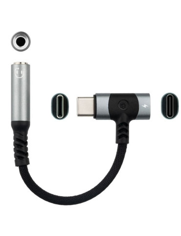Cable Conversor Audio Nanocable 10.24.1207/ USB Tipo-C Macho - Jack 3.5/ USB Tipo-C Hembra/ 10cm/ Negro 2