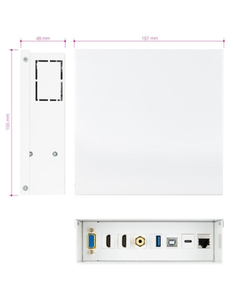 Caja de Conexiones Nanocable 10.35.0004/ VGA - 2x HDMI - Jack 3.5 - USB 3.0 - USB Tipo-C - USB 2.0 - RJ45