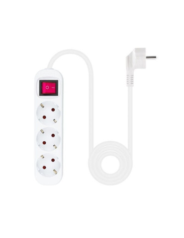 Regleta con Interruptor Nanocable 10.38.0003/ 3 Tomas de Corriente/ Cable 1.4m/ Blanca 2