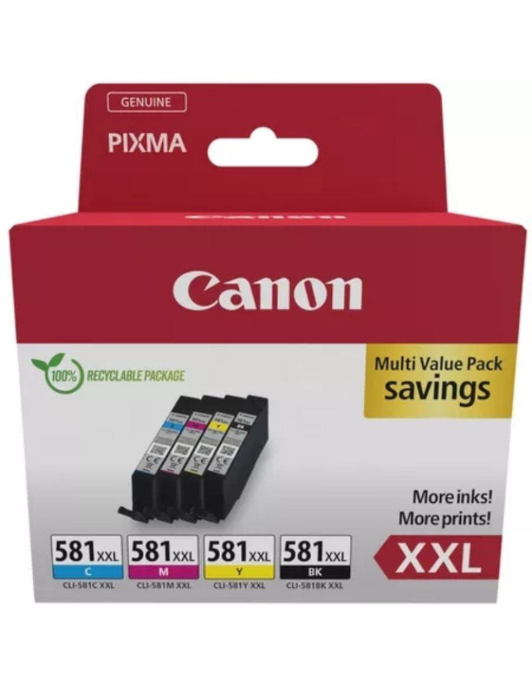 Cartucho de Tinta Original Canon CLI-581XXL Multipack Alta Capacidad/ Cian/ Magenta/ Amarillo/ Negro