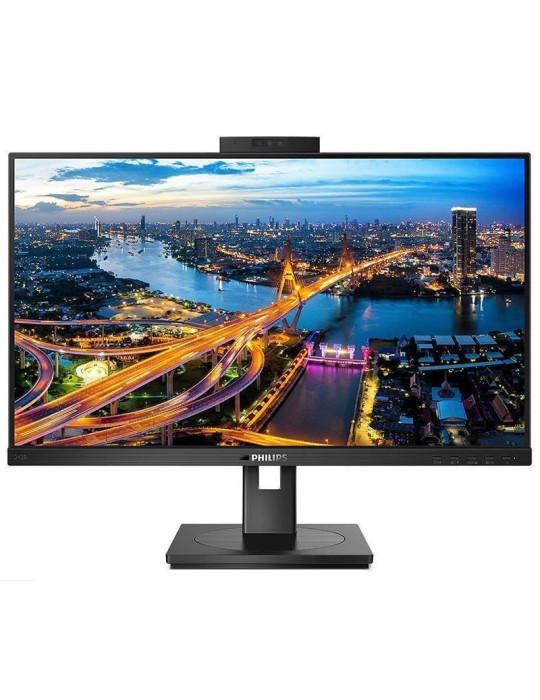Monitor Profesional Philips 242B1H 23.8"/ Full HD/ Webcam/ Multimedia/ Regulable en altura/ Negro