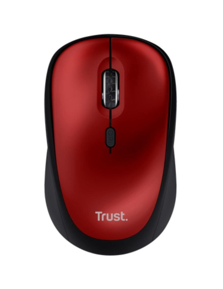 Ratón Mini Inalámbrico Trust Yvi+ Silent/ Hasta 1600 DPI/ Rojo