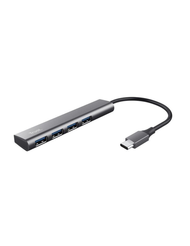 Hub USB Tipo-C Trust Halyx/ 4xUSB/ Gris