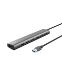 Hub USB 3.2 Gen1 Trust Halyx/ 7xUSB/ 1xUSB-C/ Gris