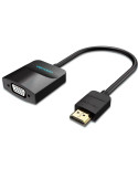 Conversor Vention 42444/ HDMI Macho - VGA Hembra/ Jack 3.5 Hembra/ 15cm/ Negro