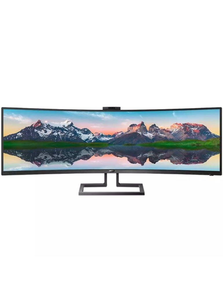 Monitor Profesional Ultrapanorámico Curvo Philips 499P9H 48.8"/ Dual QHD/ Webcam/ Multimedia/ Regulable en altura/ Negro