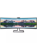 Monitor Profesional Ultrapanorámico Curvo Philips 499P9H 48.8"/ Dual QHD/ Webcam/ Multimedia/ Regulable en altura/ Negro