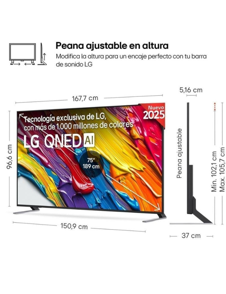 Televisor LG QNED 75QNED84A6C 75"/ Ultra HD 4K/ Smart TV/ WiFi