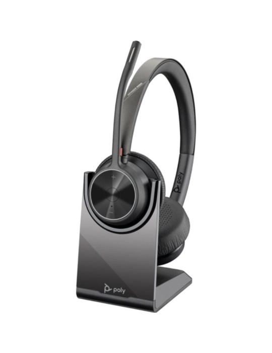 Auriculares Inalámbricos Poly Voyager 4320 + Adaptador BT700 + Base de Carga/ con Micrófono/ Bluetooth/ Negros