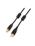 Cable USB 2.0 Impresora Aisens A101-0011/ USB Tipo-B Macho - USB Macho/ 5m/ Negro