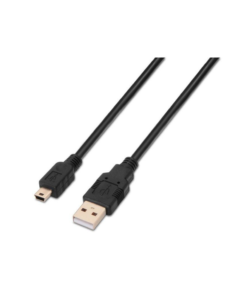 Cable USB 2.0 Aisens A101-0023/ USB Macho - USB Mini Macho/ 50cm/ Negro