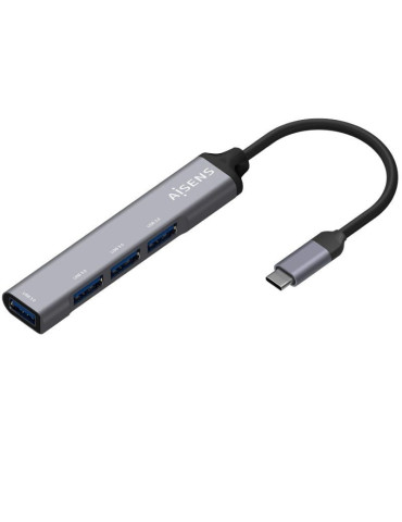 Hub USB Tipo-C Aisens A109-0541/ 4xUSB/ Gris
