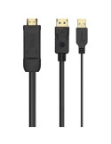 Cable Conversor Aisens A122-0641/ HDMI Macho - DisplayPort Macho + USB Macho/ Hasta 10W/ 2250Mbps/ 10cm + 1.8m/ Negro