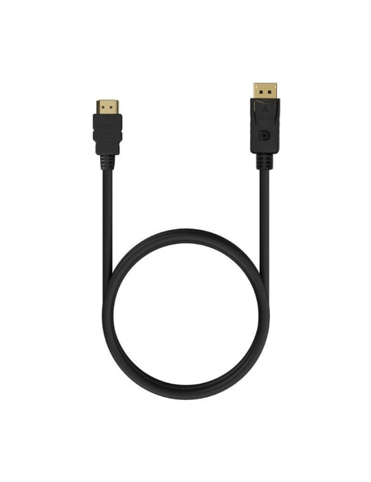 Cable Conversor Aisens A125-0550/ Displayport Macho - HDMI Macho/ Hasta 5W/ 2300Mbps/ 50cm/ Negro