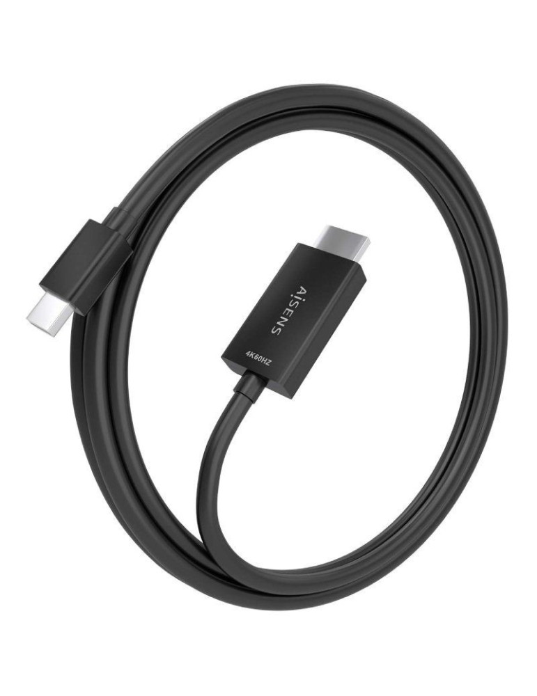 Cable Conversor Aisens A125-0888/ Mini DisplayPort Macho - HDMI 4K Macho/ 2m/ Negro