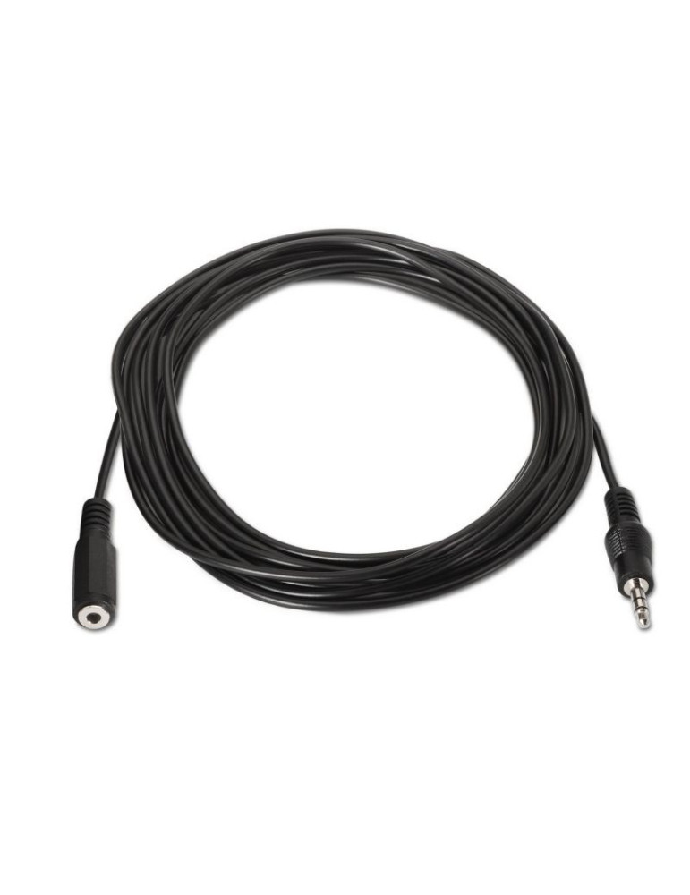 Cable Estéreo Aisens A128-0145/ Jack 3.5 Macho - Jack 3.5 Hembra/ Hasta 0.1W/ 1.5m/ Negro