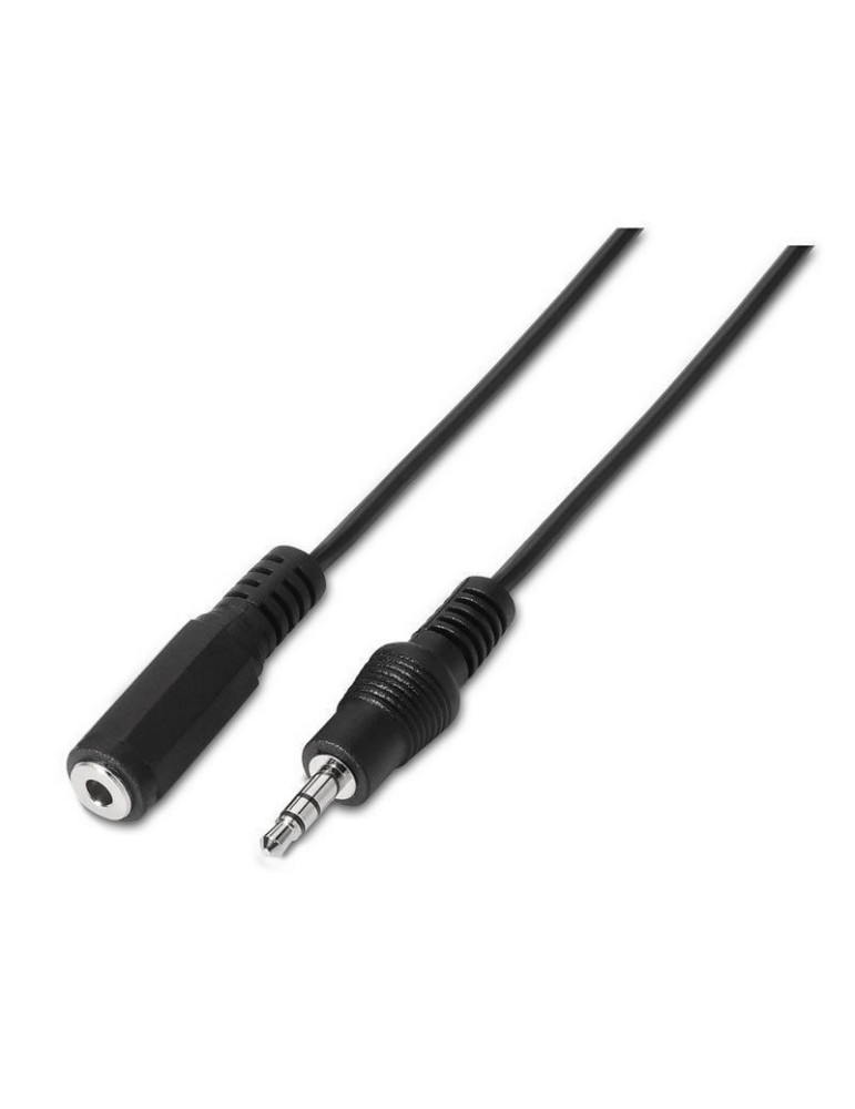 Cable Estéreo Aisens A128-0146/ Jack 3.5 Macho - Jack 3.5 Hembra/ Hasta 0.1W/ 3m/ Negro