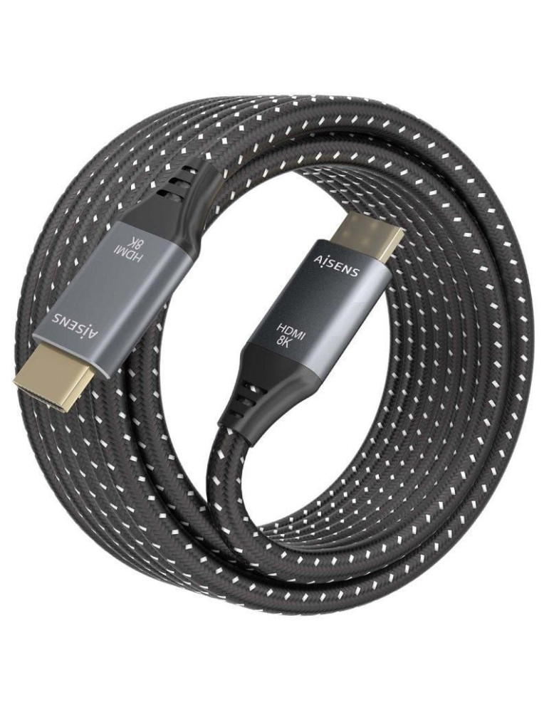 Cable HDMI 2.1 8K Aisens A150-0876/ HDMI Macho - HDMI Macho/ 5m/ Gris y Negro