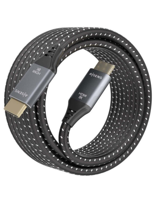 Cable HDMI 2.1 8K Aisens A150-0876/ HDMI Macho - HDMI Macho/ 5m/ Gris y Negro
