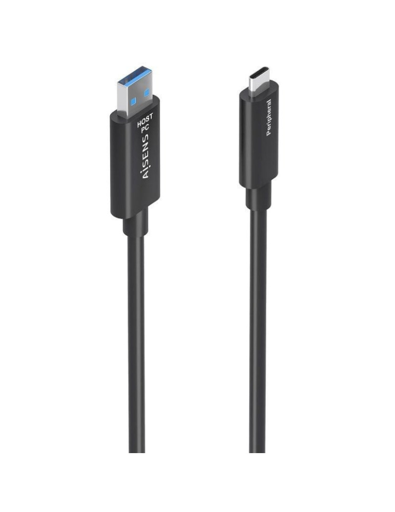 Cable USB 3.2 Tipo-C AOC Aisens A157-0925/ USB Tipo-C Macho - USB Macho/ 10Gbps/ 15m/ Negro