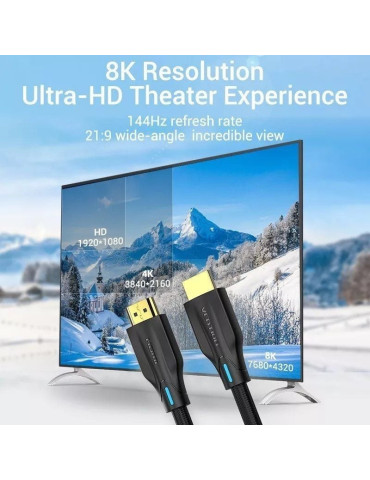 Cable HDMI 2.1 8K Vention AAUBH/ HDMI Macho - HDMI Macho/ 2m/ Negro 2