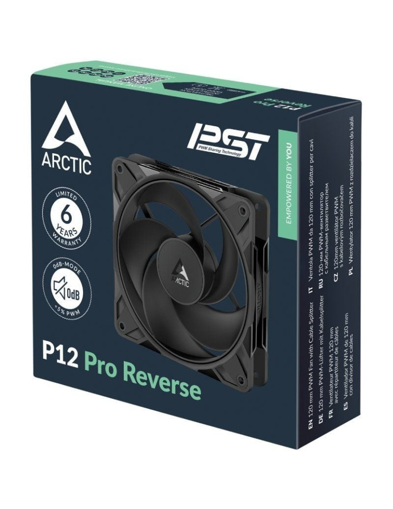 Ventilador Arctic P12 Pro Reverse/ 12cm/ Negro