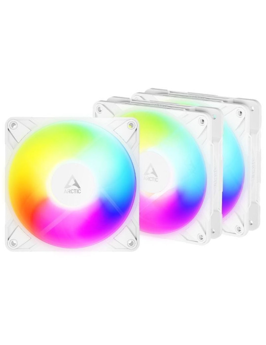 Pack de 3 Ventilador Arctic P12 Pro Reverse A-RGB/ 12cm/ Blanco