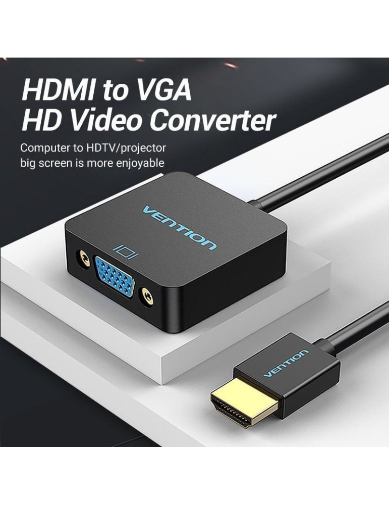 Conversor Vention ACPBB/ HDMI Macho - VGA Hembra/ 15cm/ Negro