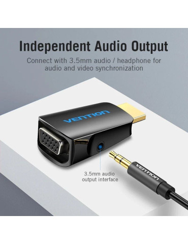 Adaptador Conversor Vention AIDB0/ HDMI Macho a VGA Hembra/ Audio Jack 3.5mm 2