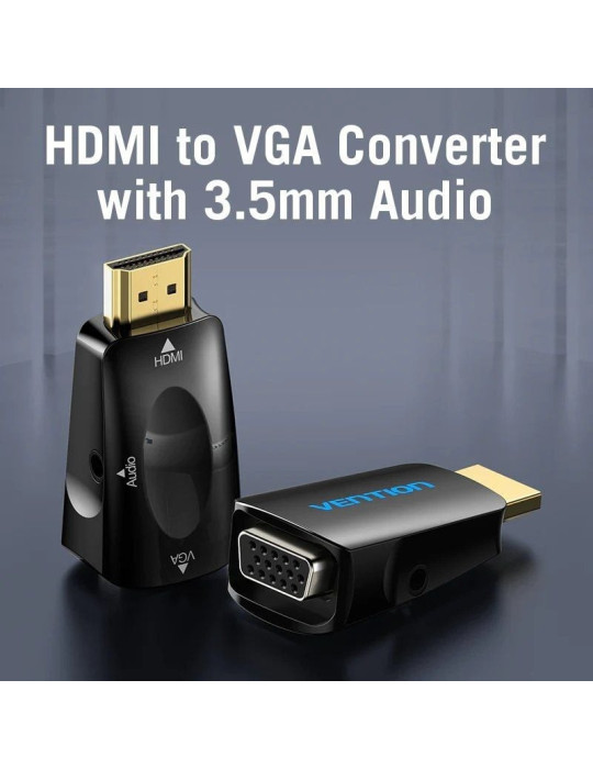 Adaptador Conversor Vention AIDB0/ HDMI Macho a VGA Hembra/ Audio Jack 3.5mm
