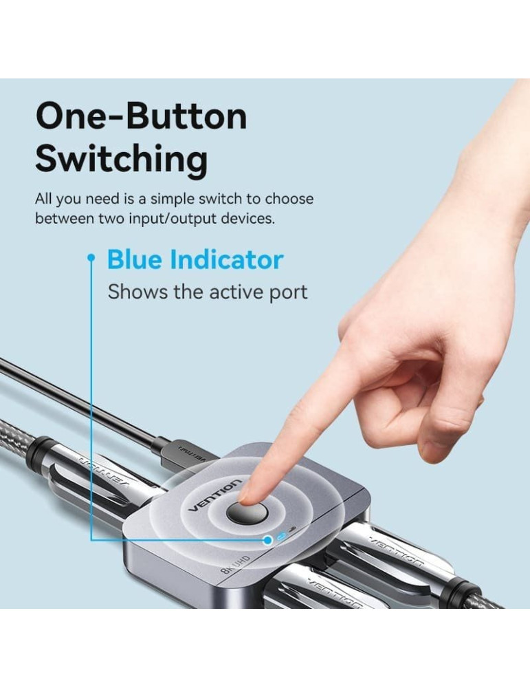 Switch Conmutador 8K HDMI 2.1 Bidireccional Vention AKPH0 HDMI Hembra/USB-C Hembra - 2x HDMI Hembra