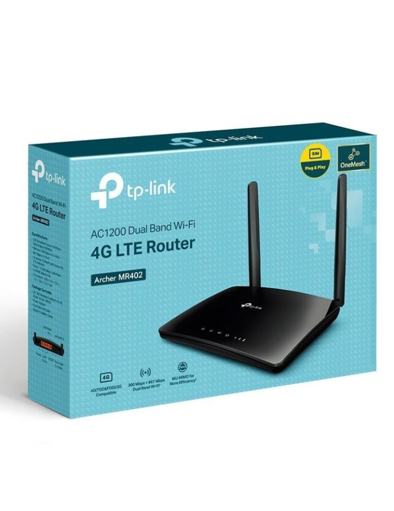Router Inalámbrico 4G TP-Link Archer MR402 1200Mbps/ 2.4GHz 5GHz/ 2 Antenas/ WiFi 802.11ac/n/a/b/g/n