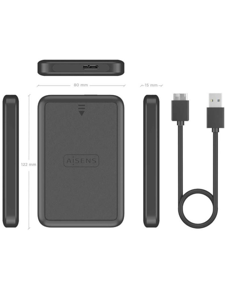 Caja Externa para Disco Duro de 2.5" Aisens ASE-2519B/ USB 3.1/ Sin Tornillos