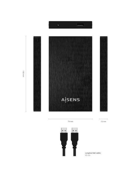 Caja Externa para Disco Duro de 2.5" Aisens ASE-2523B/ USB 3.0