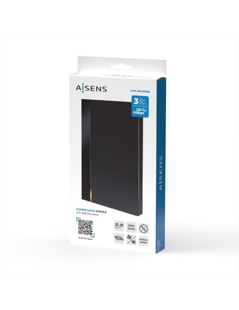 Caja Externa para Disco Duro de 2.5" Aisens ASE-2524B/ USB 3.1/ Sin tornillos