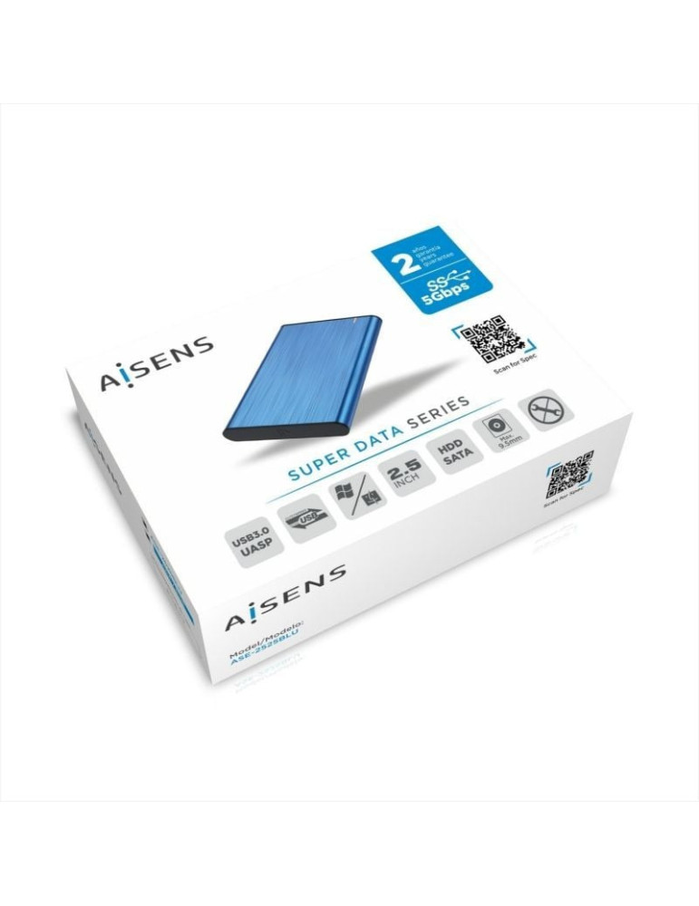 Caja Externa para Disco Duro de 2.5" Aisens ASE-2525BLU/ USB 3.1/ Sin tornillos
