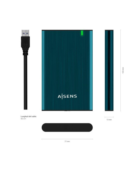 Caja Externa para Disco Duro de 2.5" Aisens ASE-2525PB/ USB 3.0/ Sin tornillos