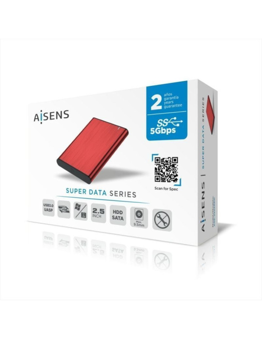 Caja Externa para Disco Duro de 2.5" Aisens ASE-2525RED/ USB 3.1/ Sin tornillos