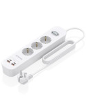 Regleta con Interruptor Aisens ASPS-2A2C10-W/ 3 Tomas de Corriente/ 2 USB - 2 USB Tipo-C/ Cable 1.4m/ Blanco