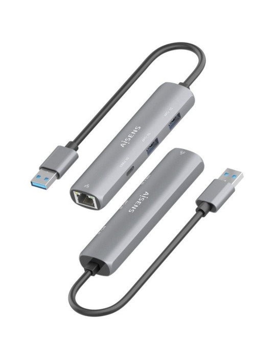Hub USB Aisens ASUC-4P035-GR/ 1xUSB Tipo-C/ 2xUSB/ 1xRJ45/ Gris