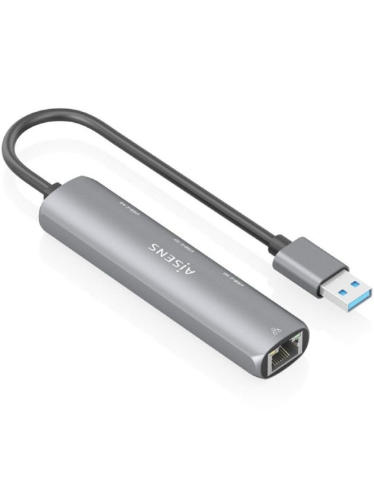 Hub USB Aisens ASUC-4P037-GR/ 3xUSB Tipo-C/ 1xRJ45/ Gris