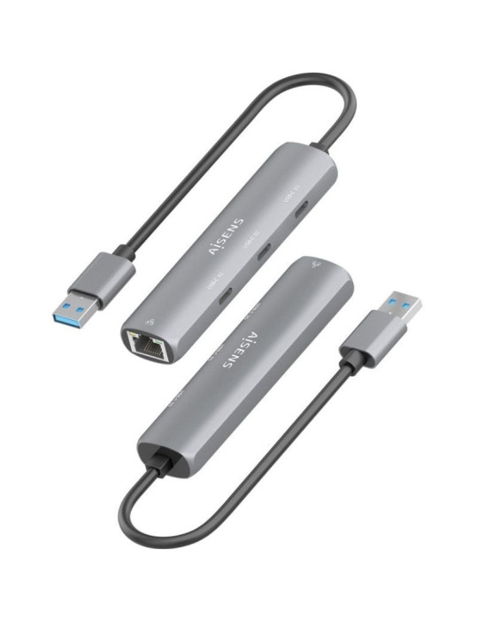 Hub USB Aisens ASUC-4P037-GR/ 3xUSB Tipo-C/ 1xRJ45/ Gris