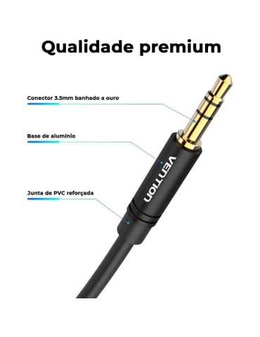 Cable Estéreo Vention BAKBF/ Jack 3.5 Macho - Jack 3.5 Macho/ 1m/ Negro 2