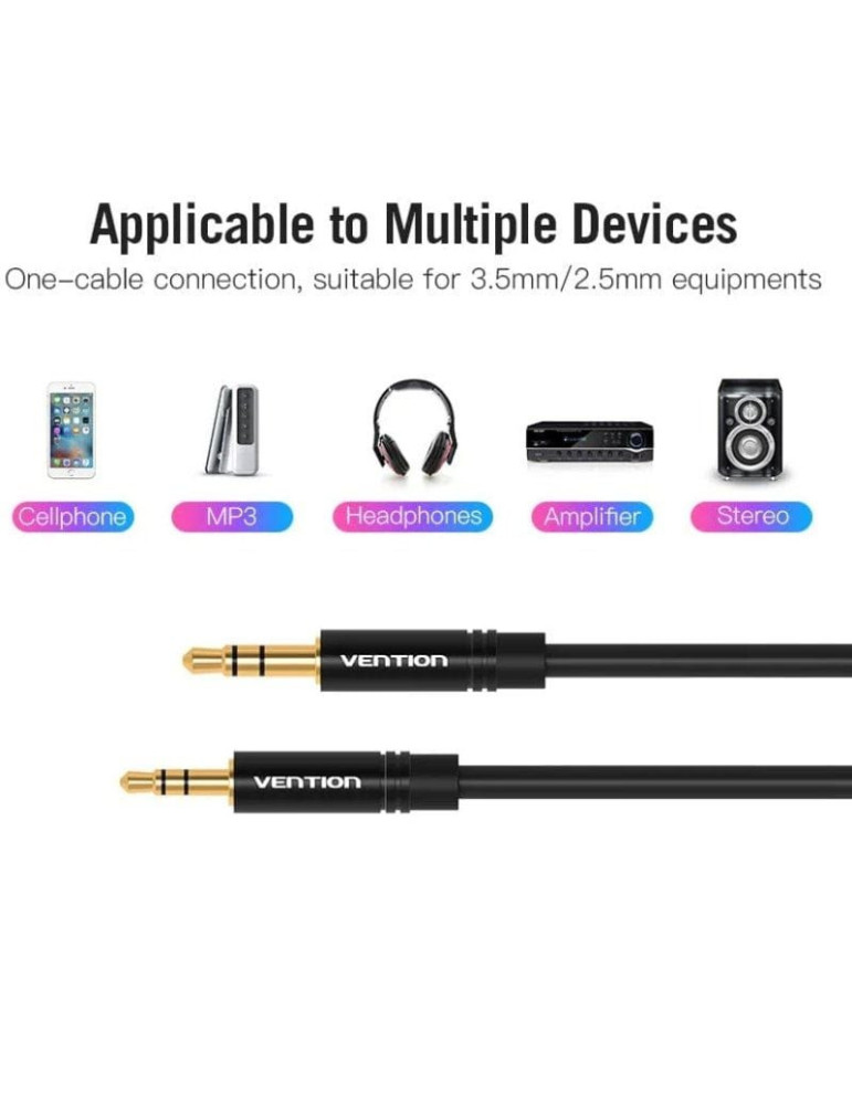 Cable Estéreo Vention BALBH/ Jack 3.5 Macho - Jack 2.5 Hembra/ 2m/ Negro