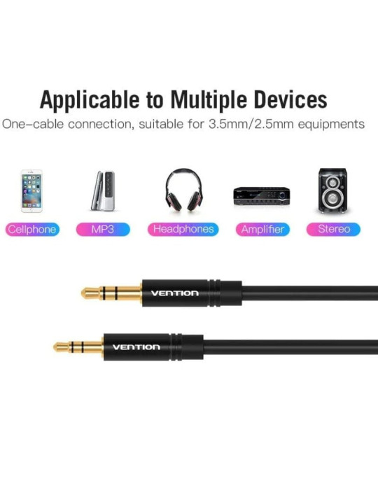 Cable Estéreo Vention BALBH/ Jack 3.5 Macho - Jack 2.5 Hembra/ 2m/ Negro