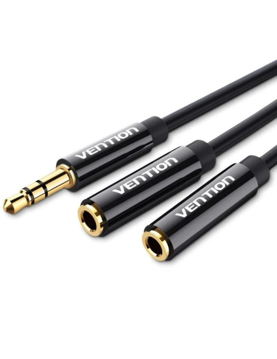 Cable Estéreo Vention BBSBY/ Jack 3.5 Macho - 2x Jack 3.5 Hembra/ 30cm/ Negro