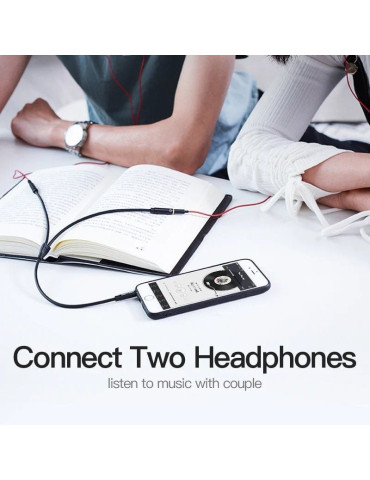 Cable Estéreo Vention BBSBY/ Jack 3.5 Macho - 2x Jack 3.5 Hembra/ 30cm/ Negro 2