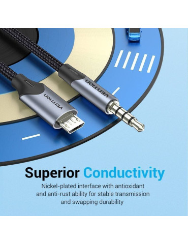 Cable Audio Vention BDGBG/ MicroUSB Macho - Jack 3.5 Macho/ 1.5m/ Negro 2